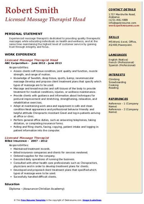 Remedial Massage Therapist Job Description, .